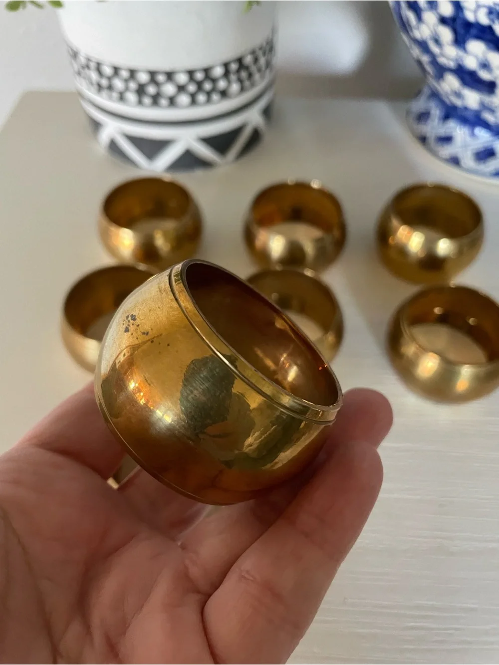 Vintage Antique Style Solid Brass Napkin Holders set of 8